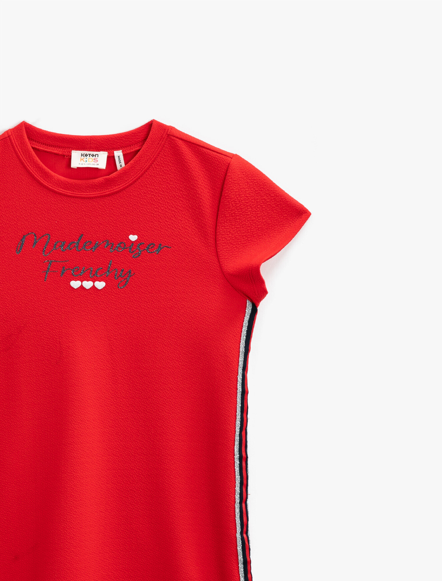  Kız Çocuk Yazılı Elbise Kısa Kollu Bisiklet Yaka