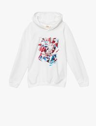 Superman Baskılı Kapüşonlu Sweatshirt Lisanslı