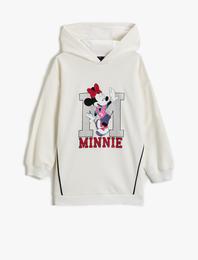 Minnie Mouse Lisanslı Baskılı Kapüşonlu Sweatshirt Pamuklu