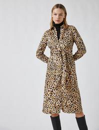 Leopar Desenli Midi Elbise