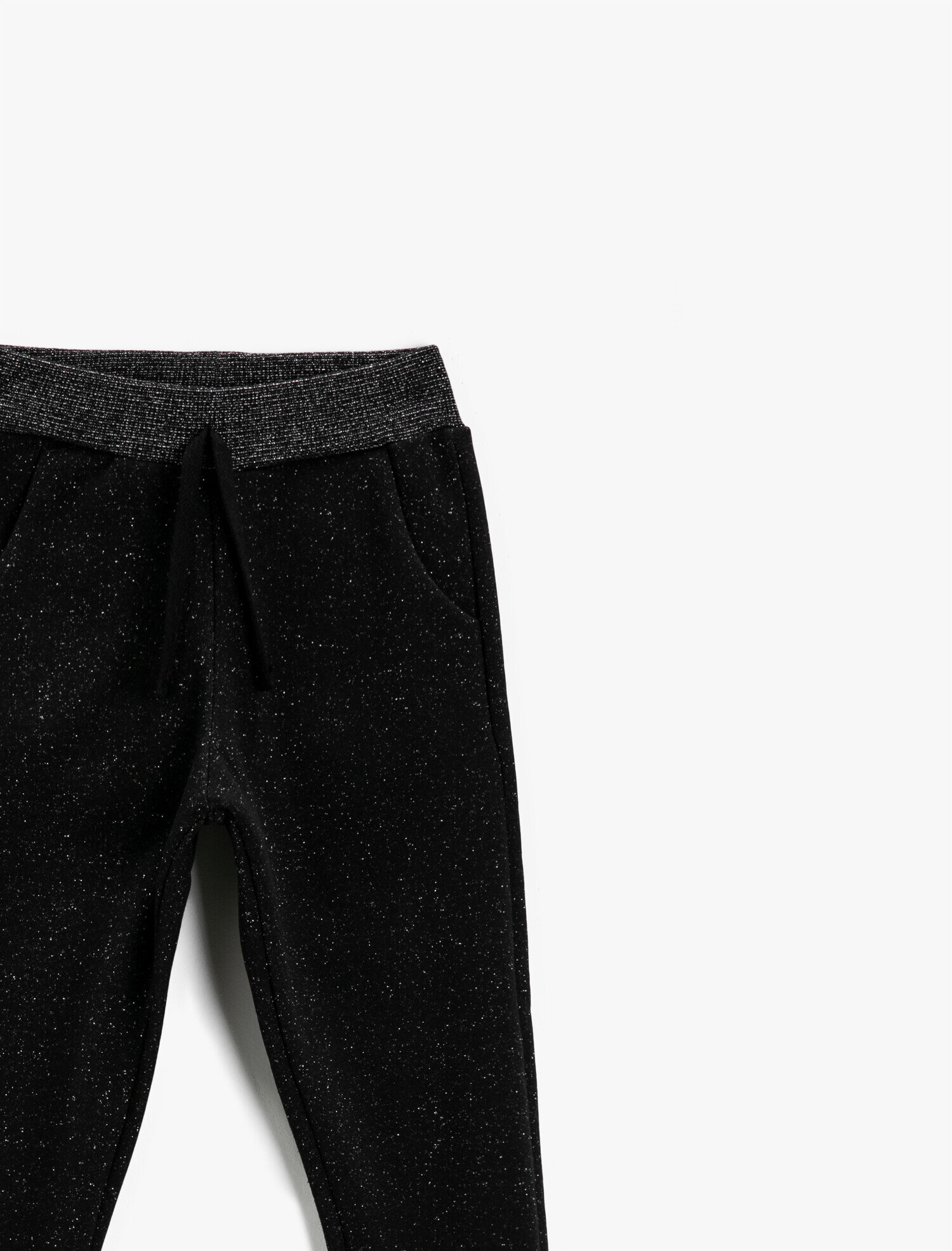  Kız Çocuk Simli Beli Bağcıklı Cepli Jogger Eşofman Altı