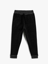 Simli Beli Bağcıklı Cepli Jogger Eşofman Altı