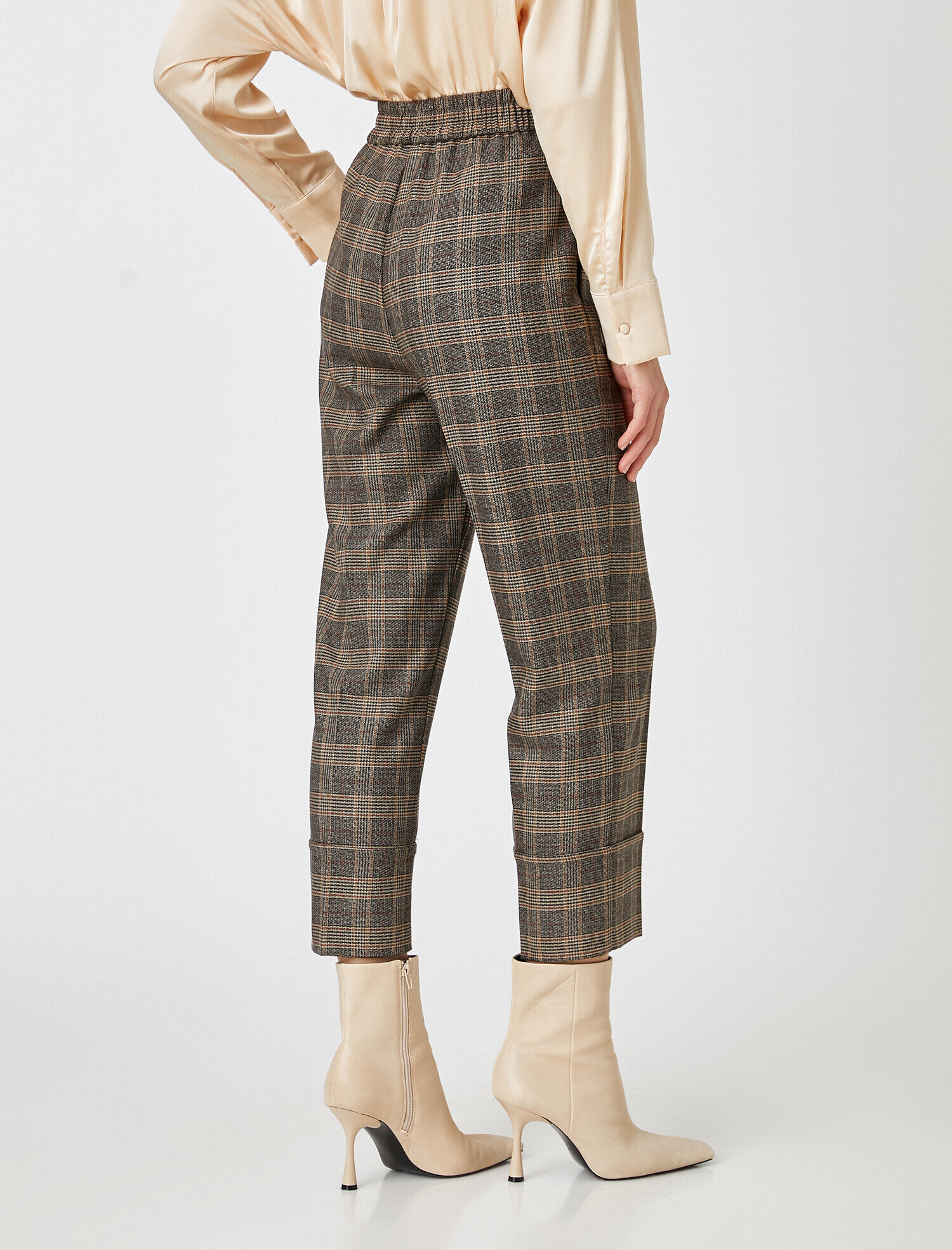   Yüksek Bel Ekoseli Crop Pantolon