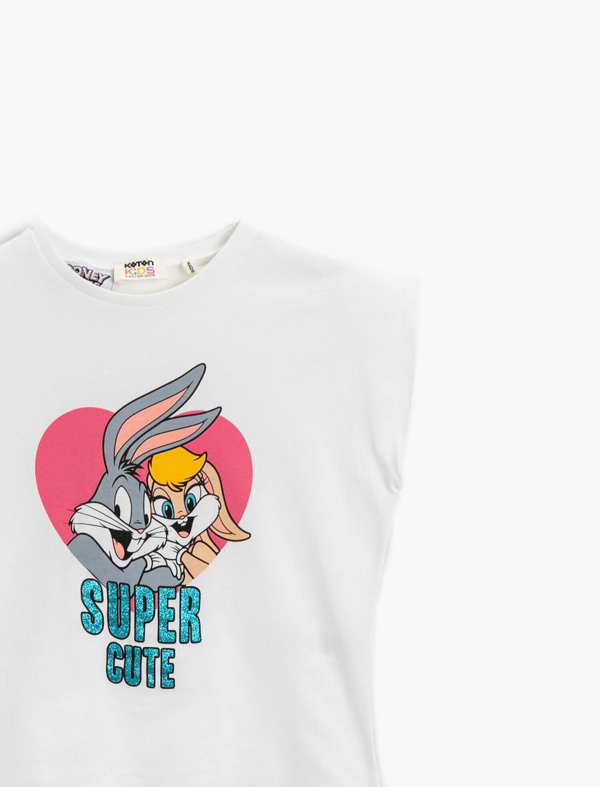  Kız Çocuk Space Jam  Tişört Lisanslı Baskılı Pamuklu