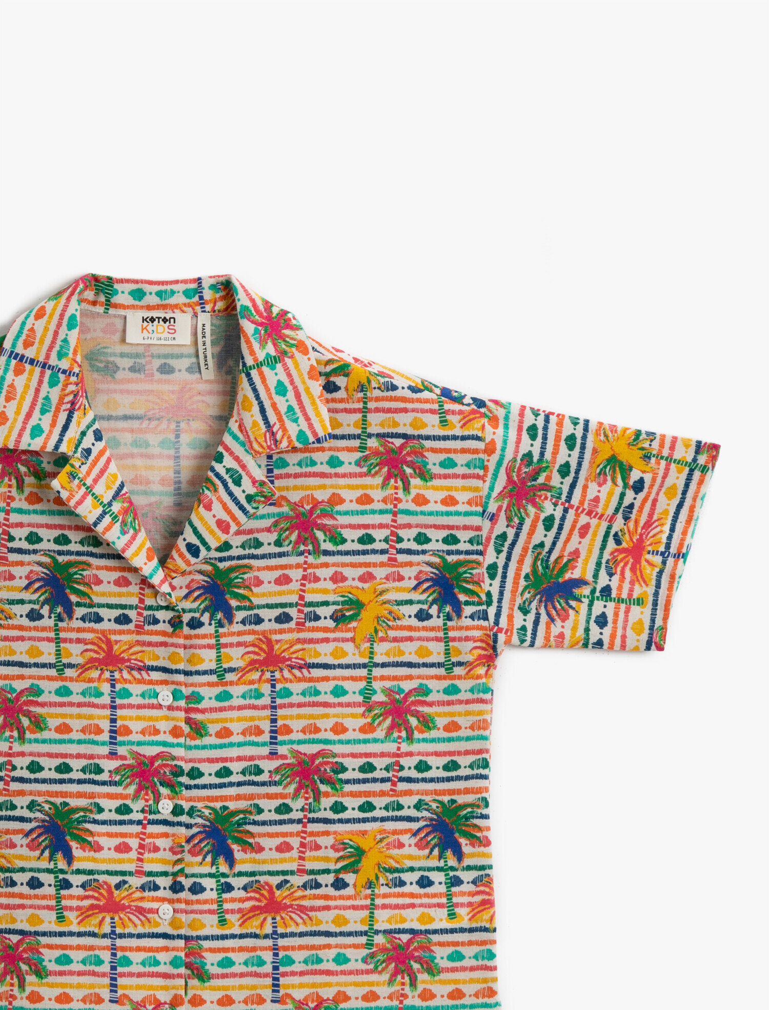  Kız Çocuk Kısa Kollu Gömlek Pamuklu Baskılı