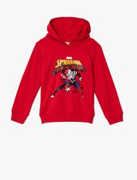 Spider Man Baskılı Kapüşonlu Sweatshirt Lisanslı