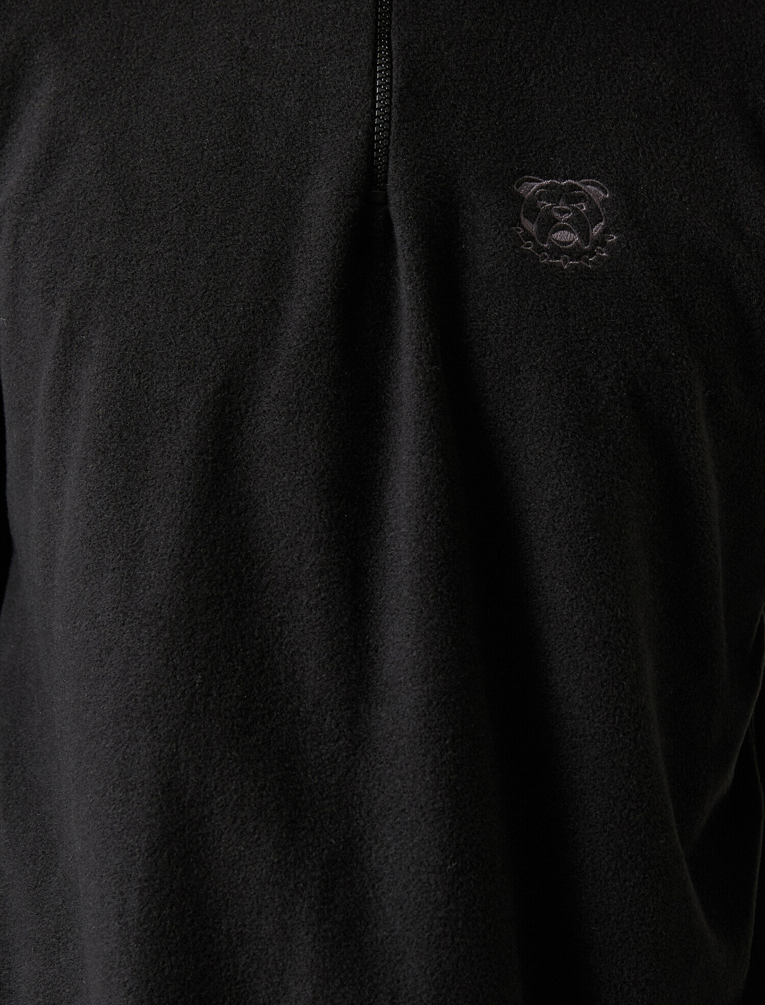   Buldog İşlemeli Yarım Fermuarlı Sweatshirt