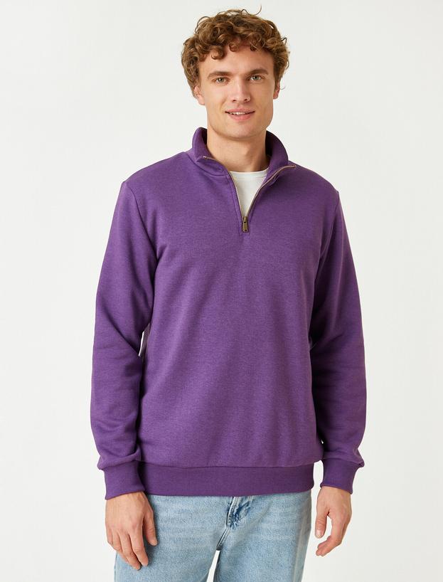   Yarım Fermuarlı Basic Sweatshirt