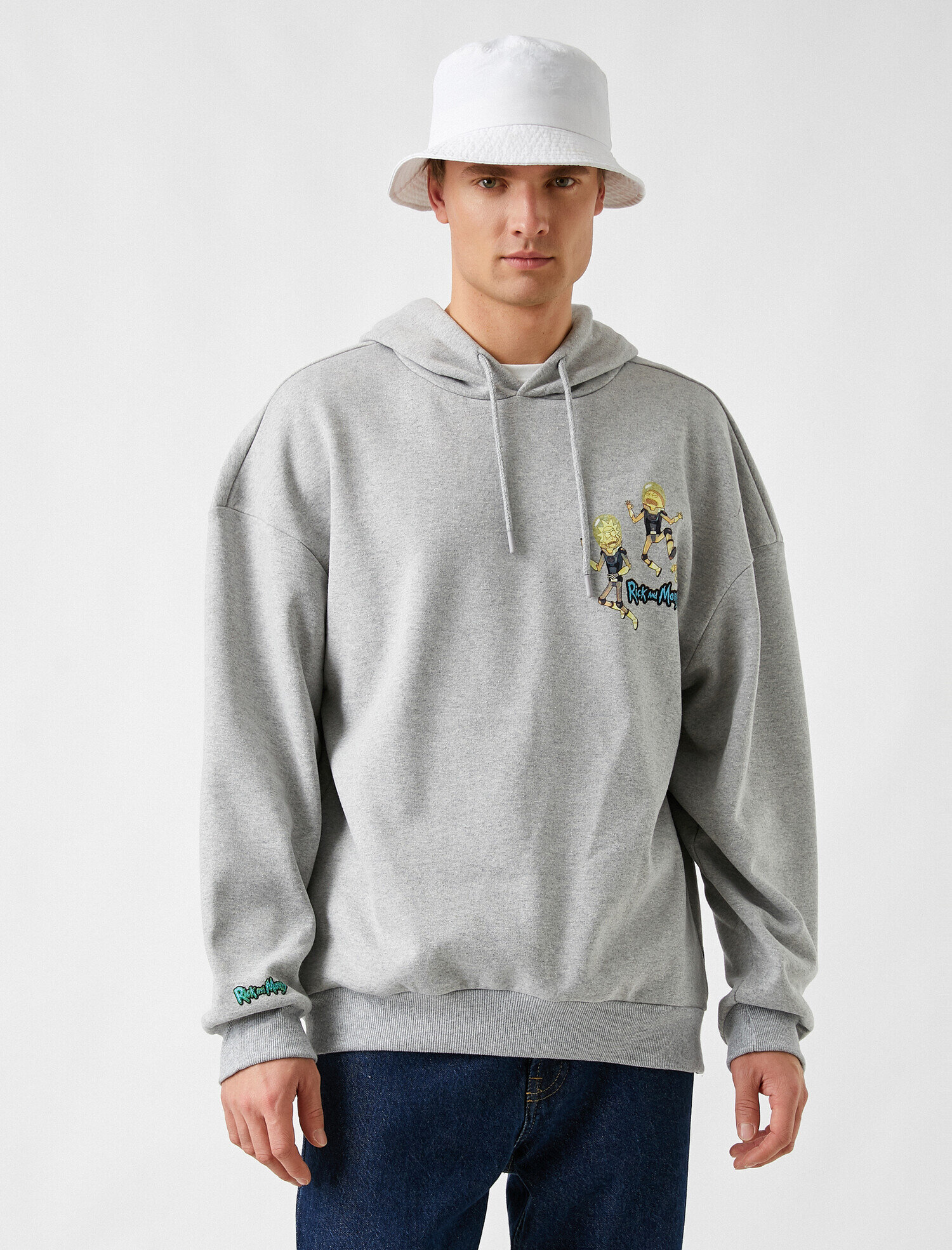  Rick and Morty Oversize Kapşonlu Sweatshirt Lisanslı Baskılı