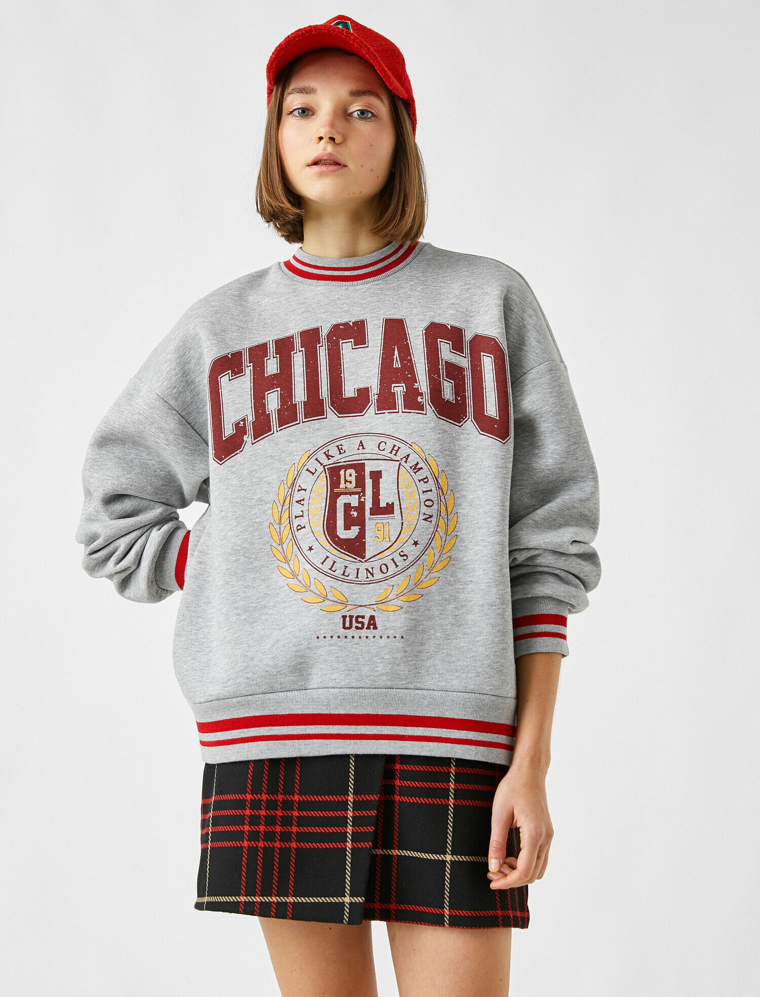   Chicago Baskılı Uzun Kollu Sweatshirt