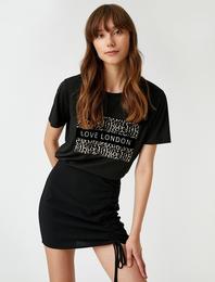 Baskılı Bisiklet Yaka Tişört