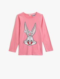 Bugs Bunny Lisanslı Baskılı Tişört Uzun Kollu Pamuklu