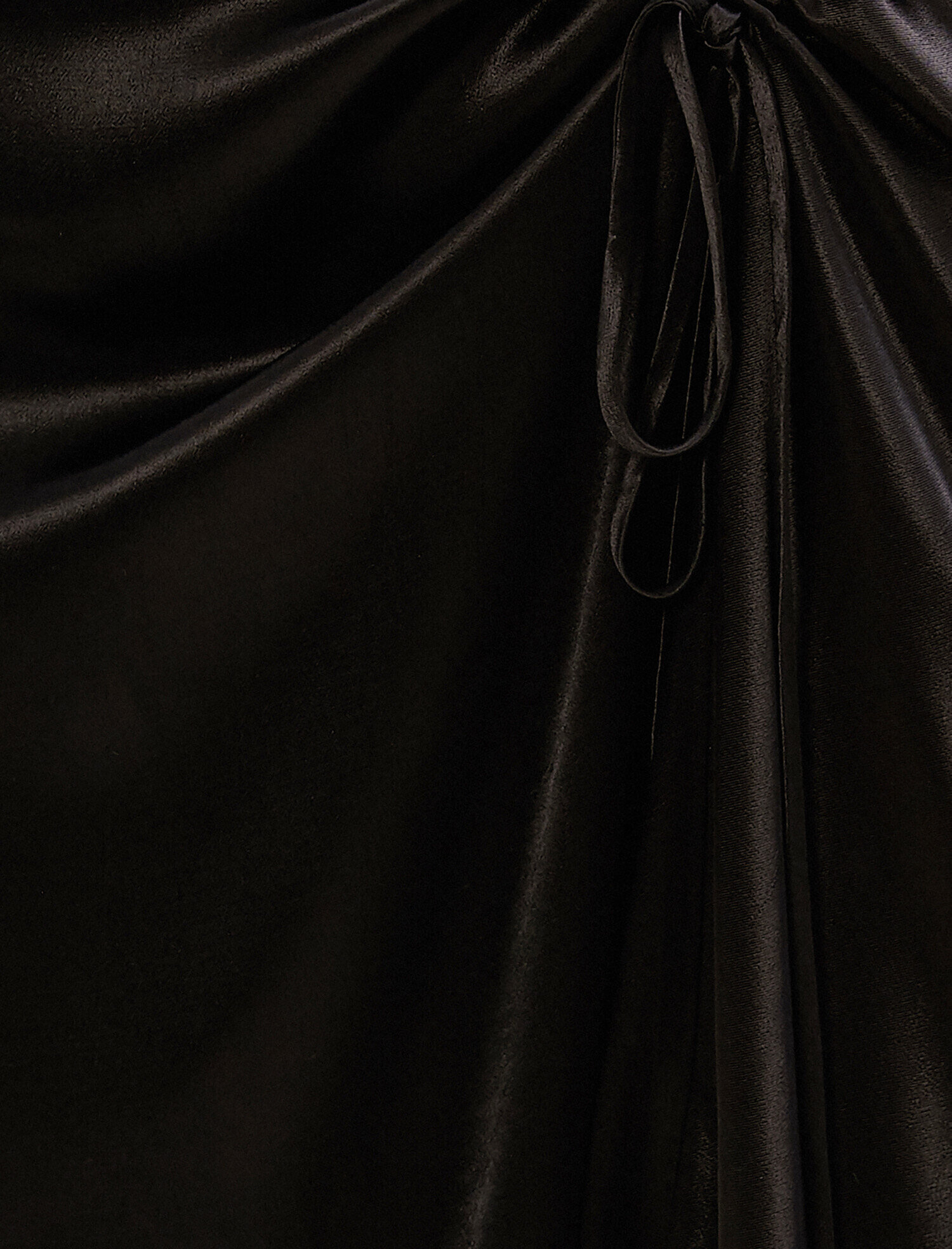   Önden Drapeli Midi Saten Etek