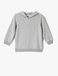 Basic Kapüşonlu Sweatshirt Uzun Kollu