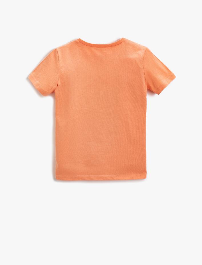 Erkek Çocuk Bukalemun Baskılı Kısa Kollu Tişört Pamuklu