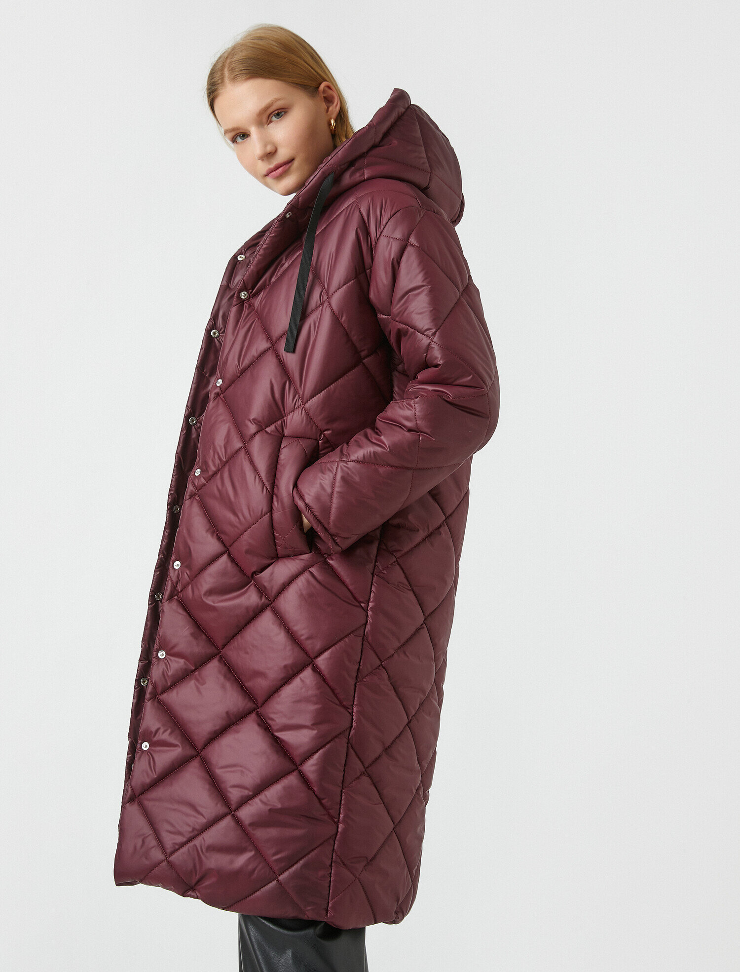   Kapitone Kapüşonlu Uzun Anorak Mont