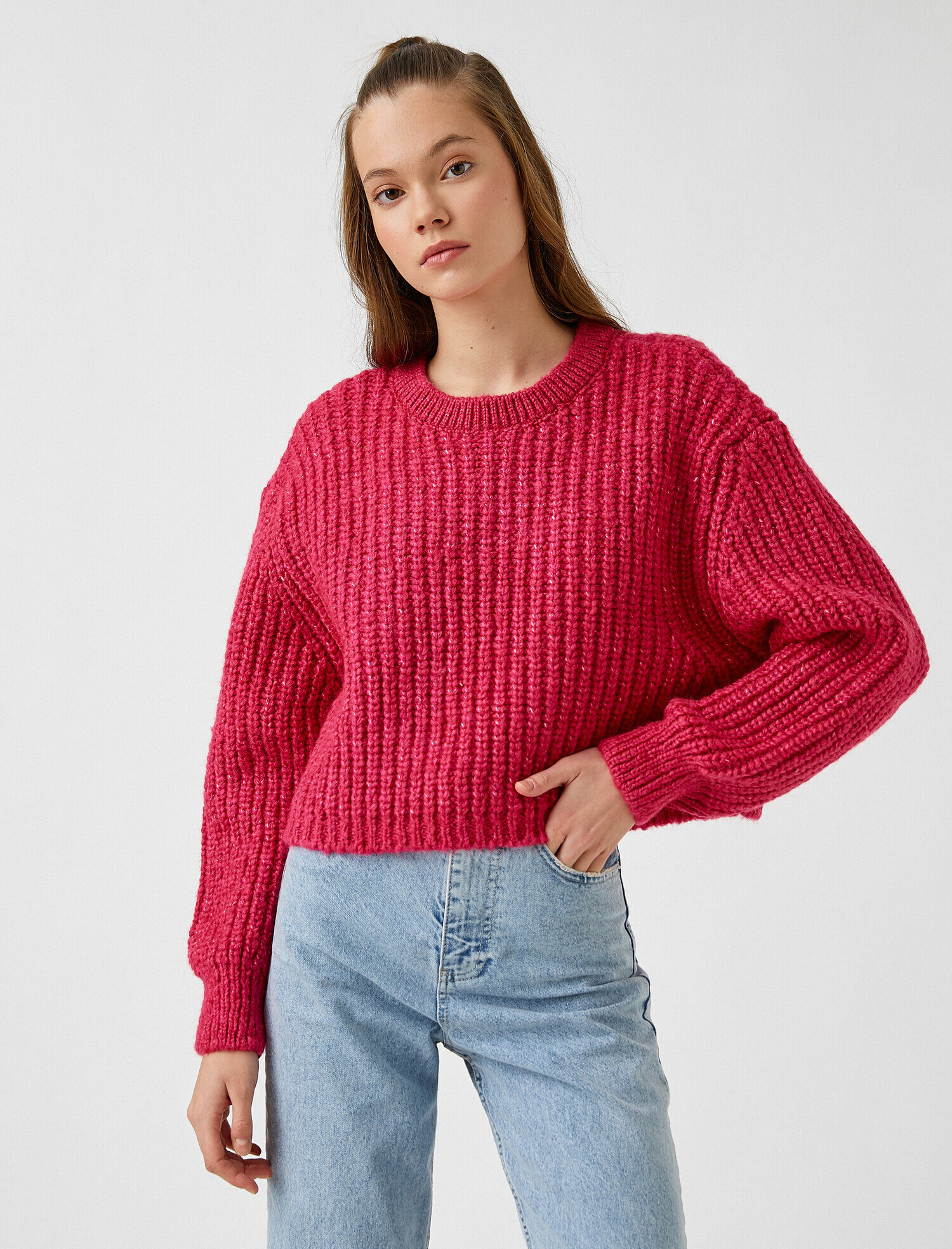   Bisiklet Yaka Uzun Kollu Triko Kazak