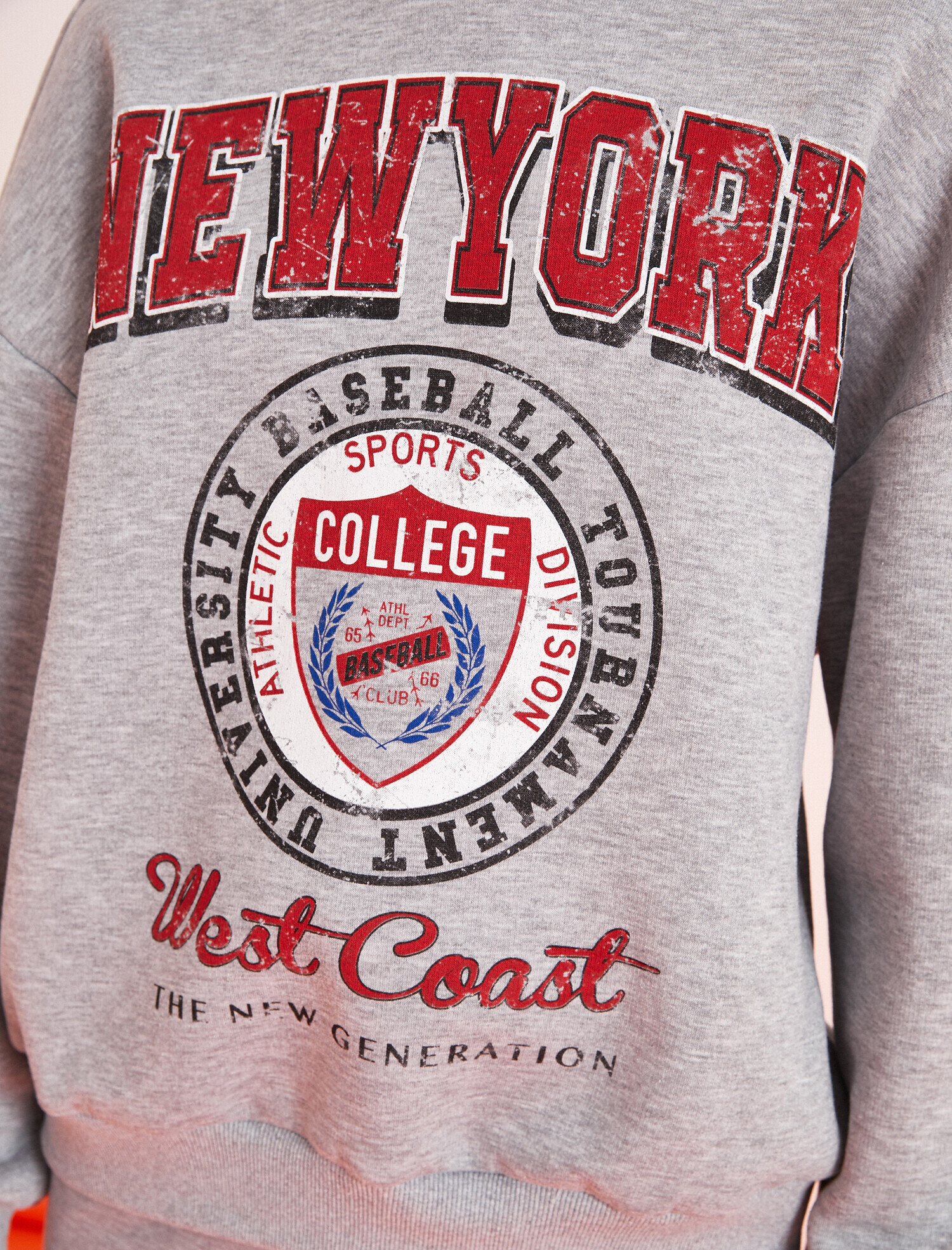 Bisiklet Yaka Baskılı Sweatshirt