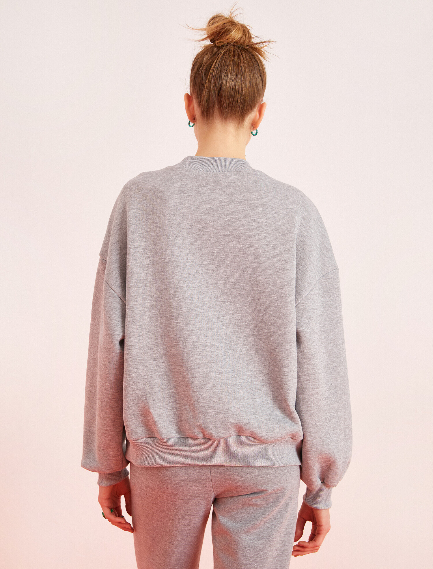 Bisiklet Yaka Baskılı Sweatshirt