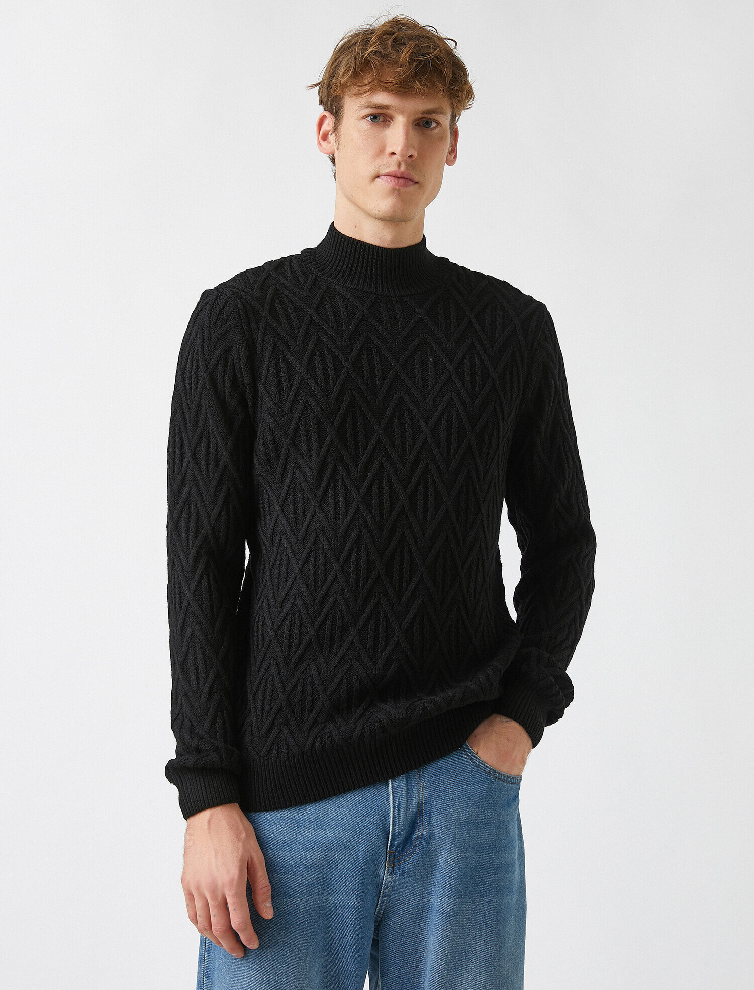   Balıkçı Yaka Jakarlı Kazak