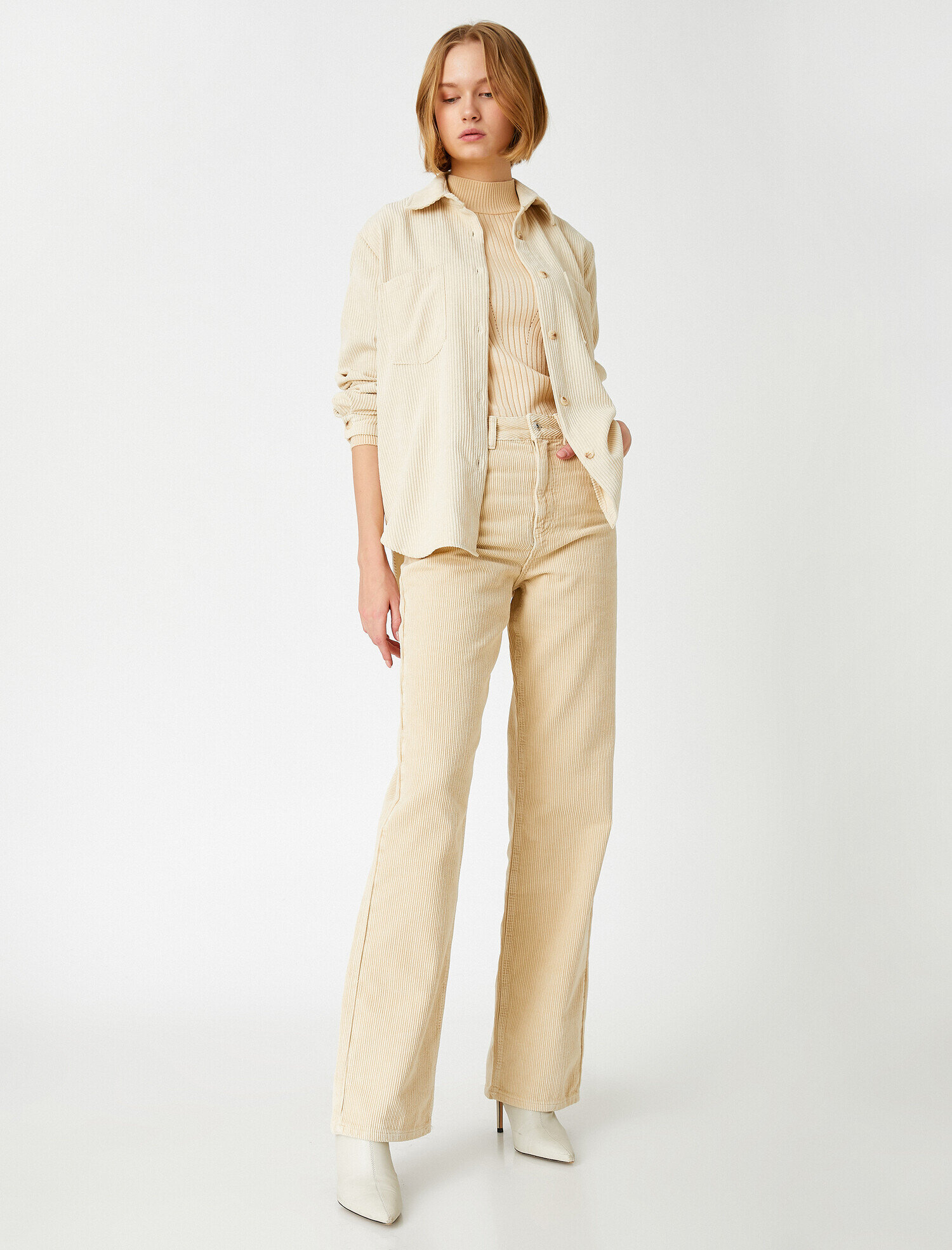   Yüksek Bel Kadife Bol Paça Pantolon