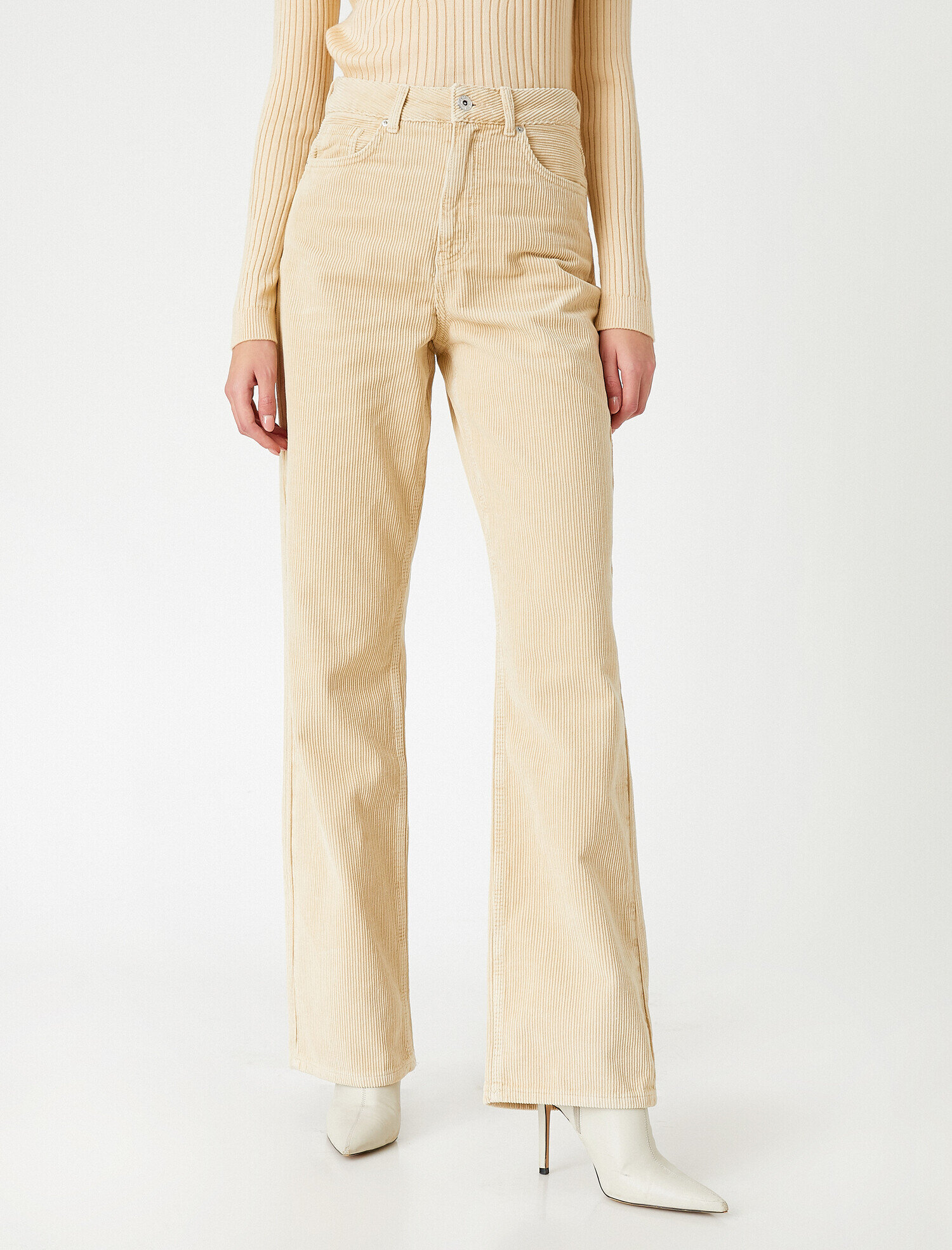   Yüksek Bel Kadife Bol Paça Pantolon