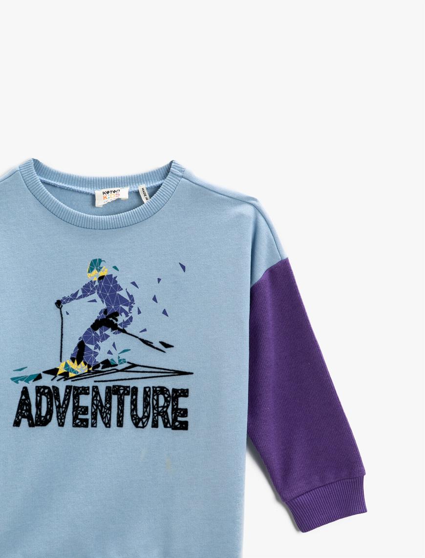  Erkek Çocuk Kayak Baskılı Uzun Kollu Sweatshirt