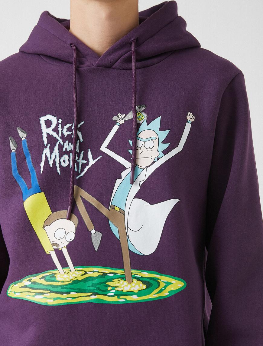   Rick and Morty Kapüşonlu Sweatshirt Lisanslı Baskılı