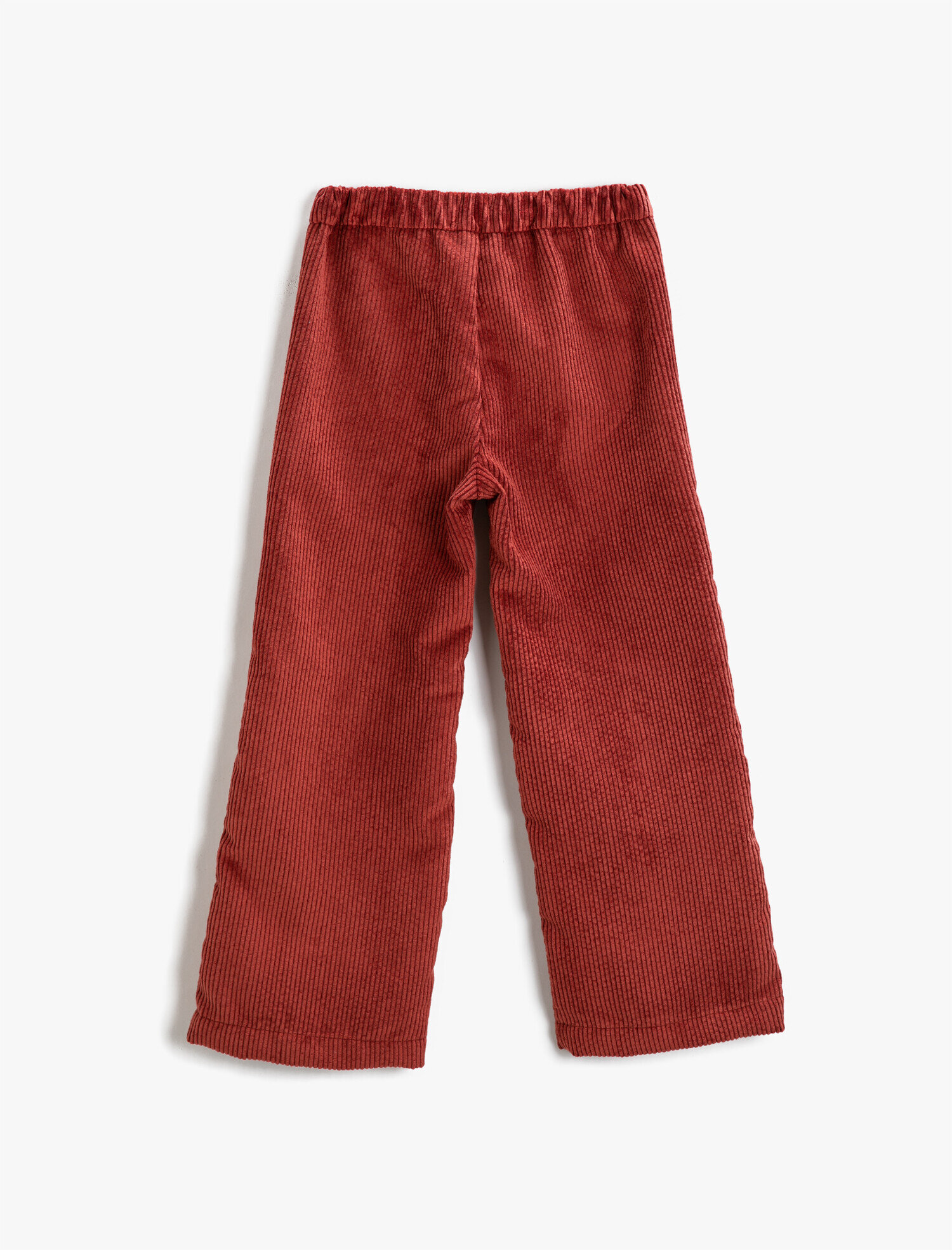  Kız Çocuk Fitilli Kadife Bol Paça Pantolon Kendinden Kemerli Cepli
