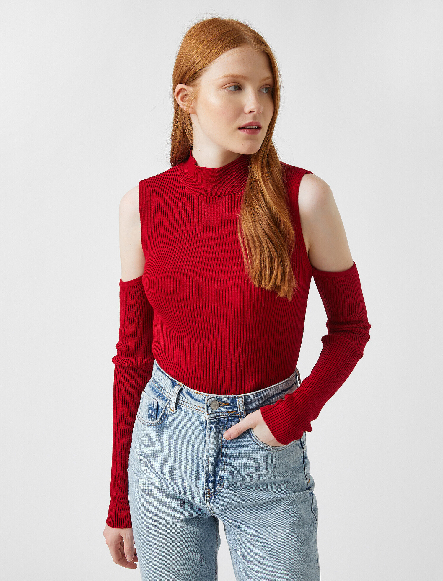   Omuz Dekolteli Uzun Kollu Triko Kazak