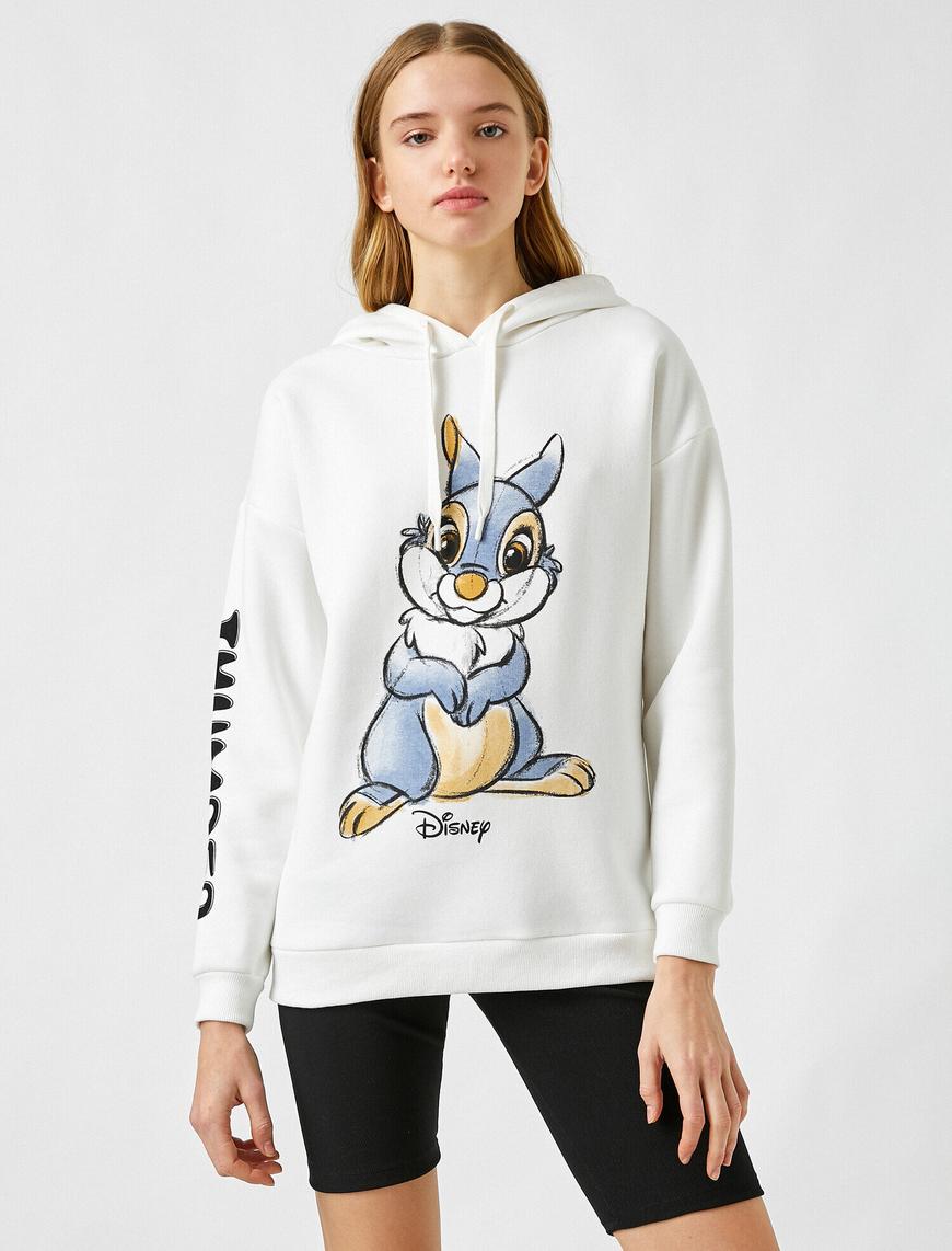   Disney Lisanslı Kapüşonlu Baskılı Sweatshirt