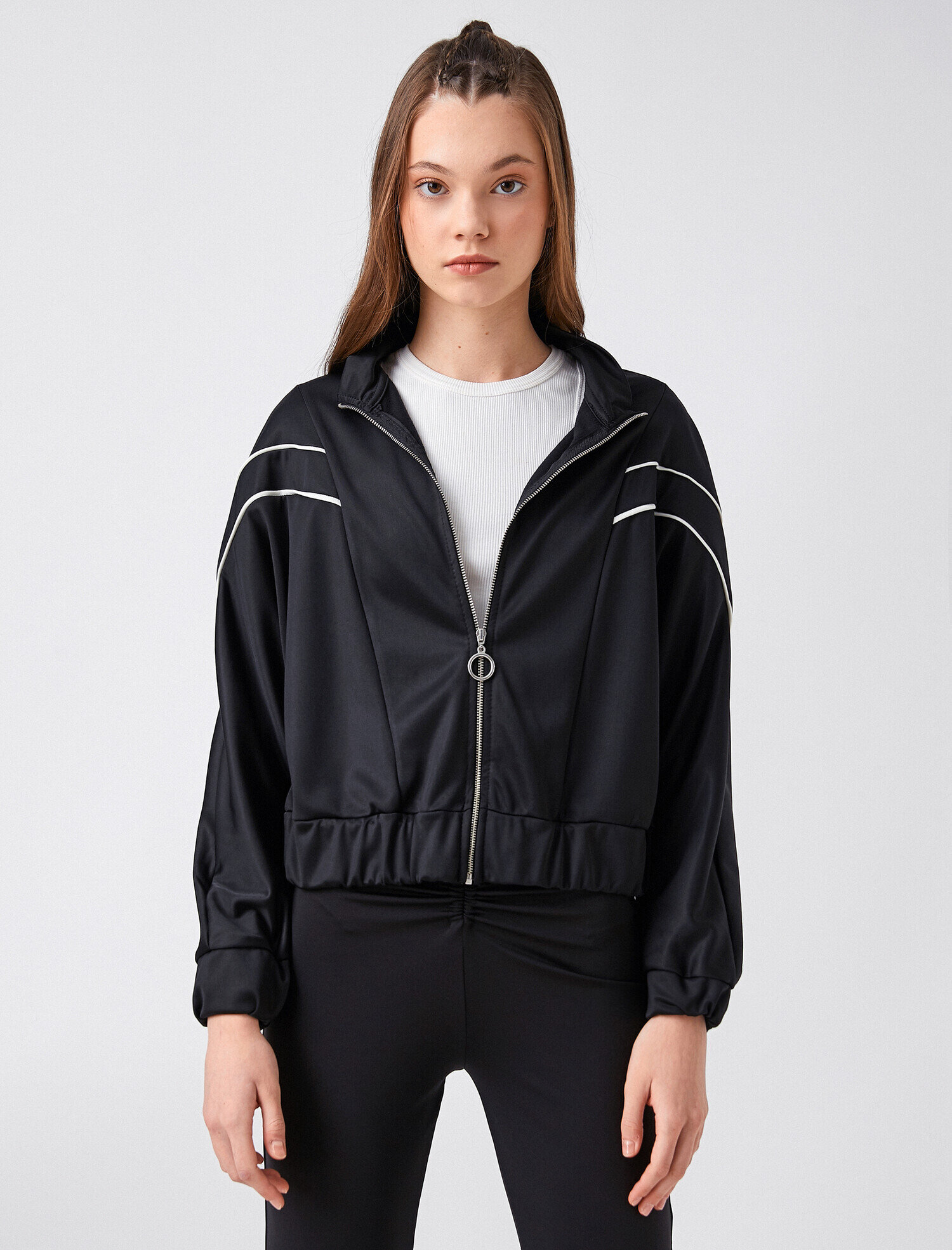   Fermuarlı Crop Sweatshirt