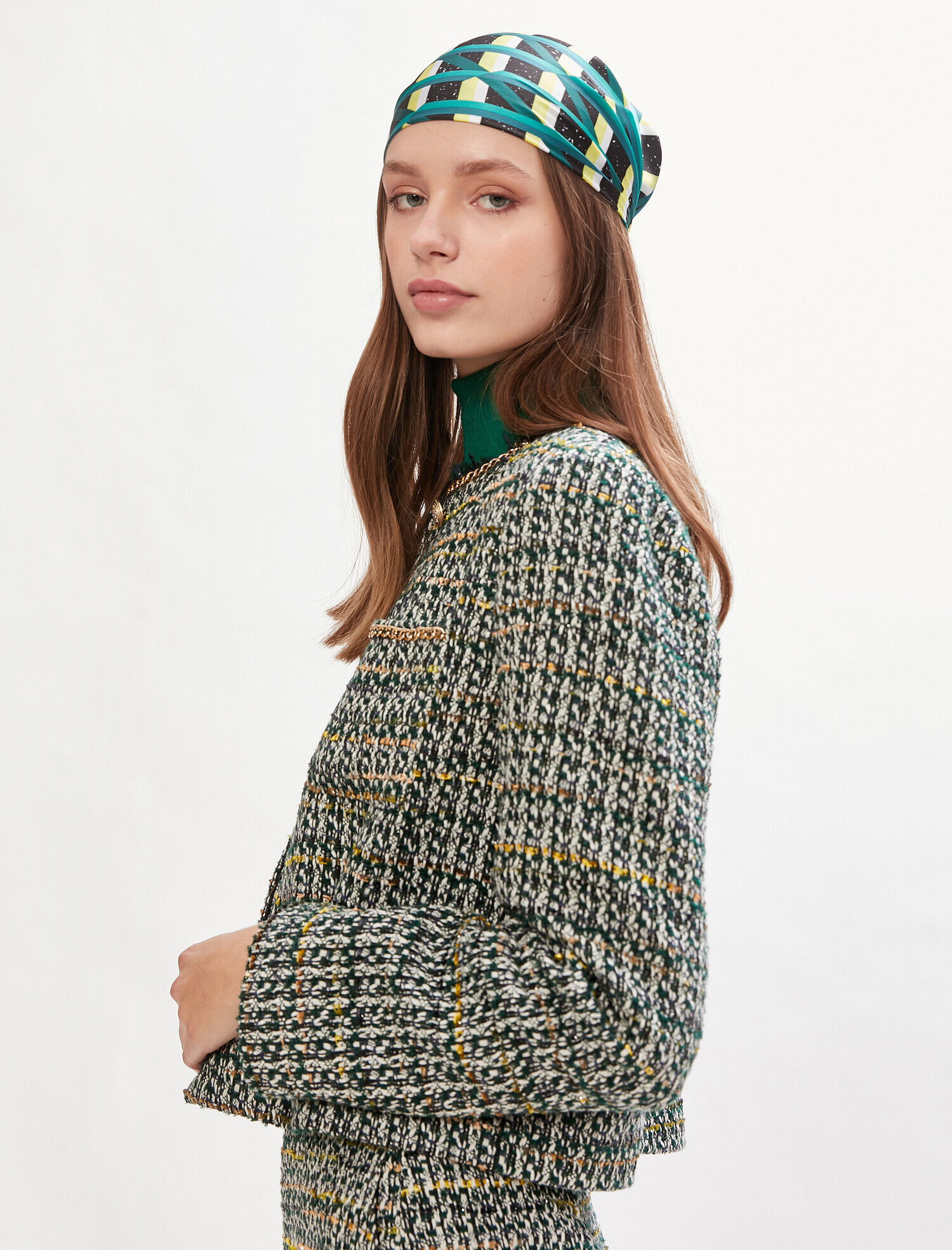 Ekoseli Uzun Kollu Tüvit Ceket