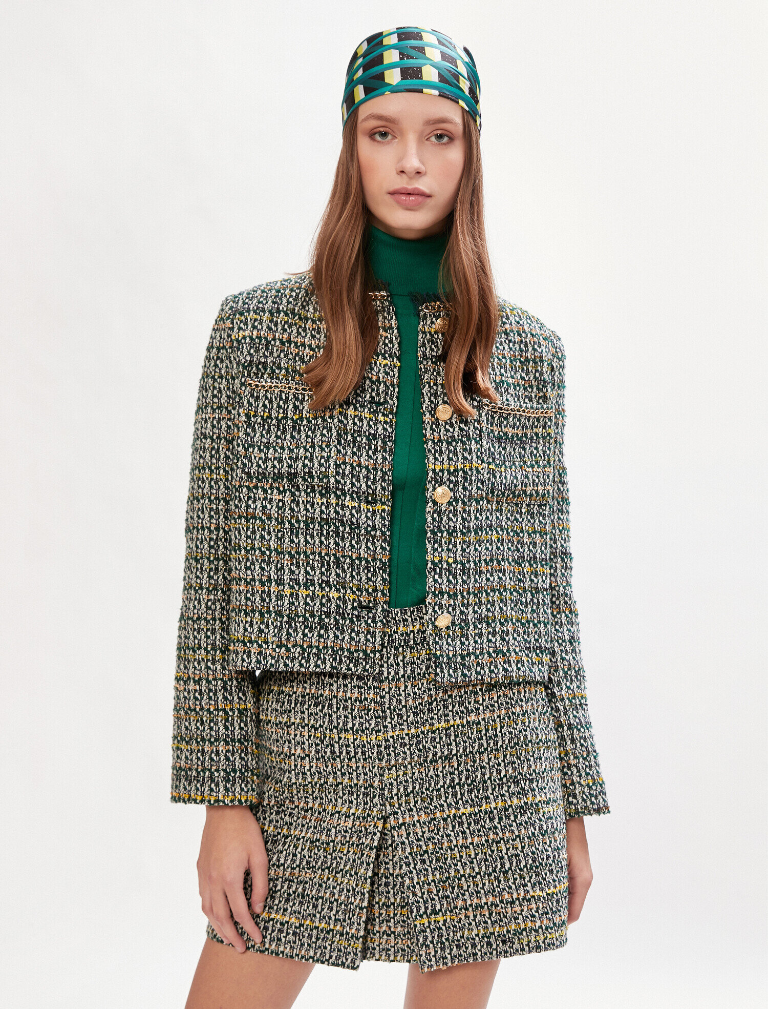 Ekoseli Uzun Kollu Tüvit Ceket