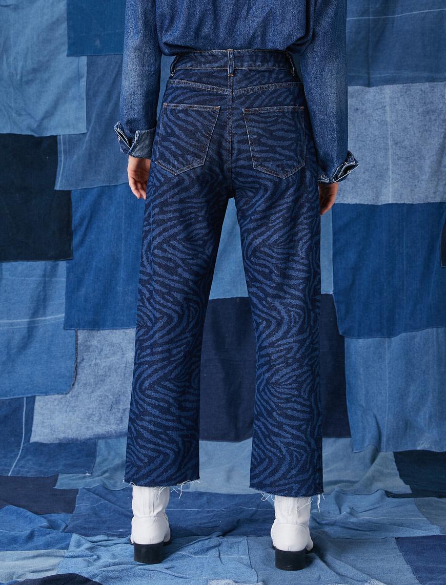   Desenli Bol Paça Kot Pantolon