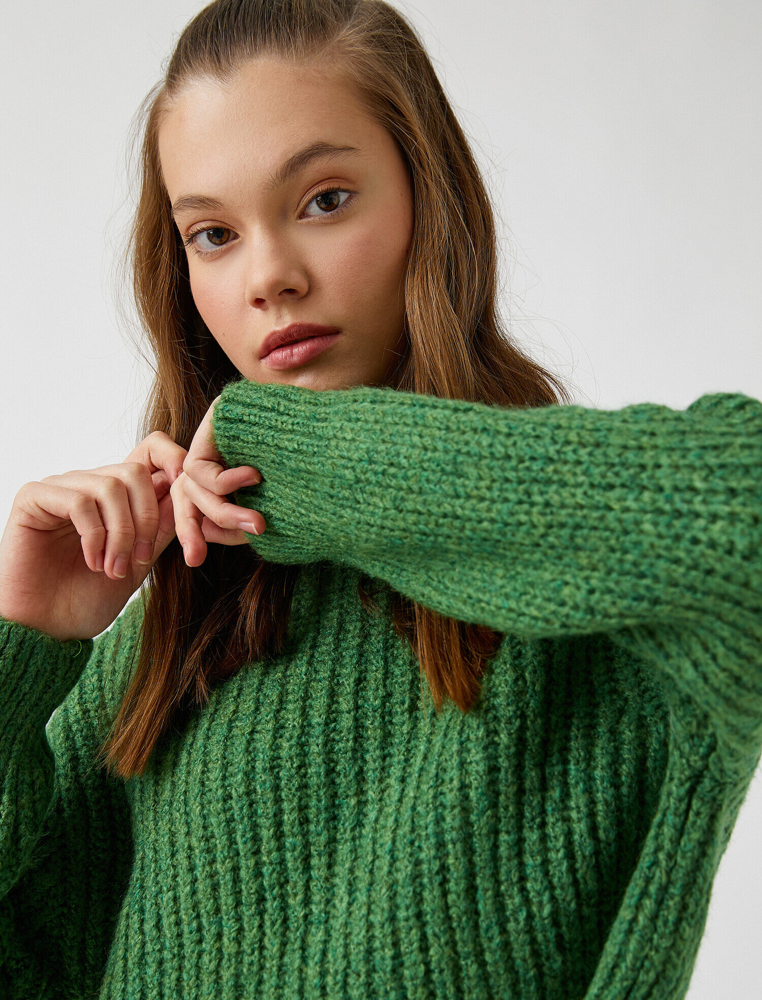   Bisiklet Yaka Uzun Kollu Triko Kazak