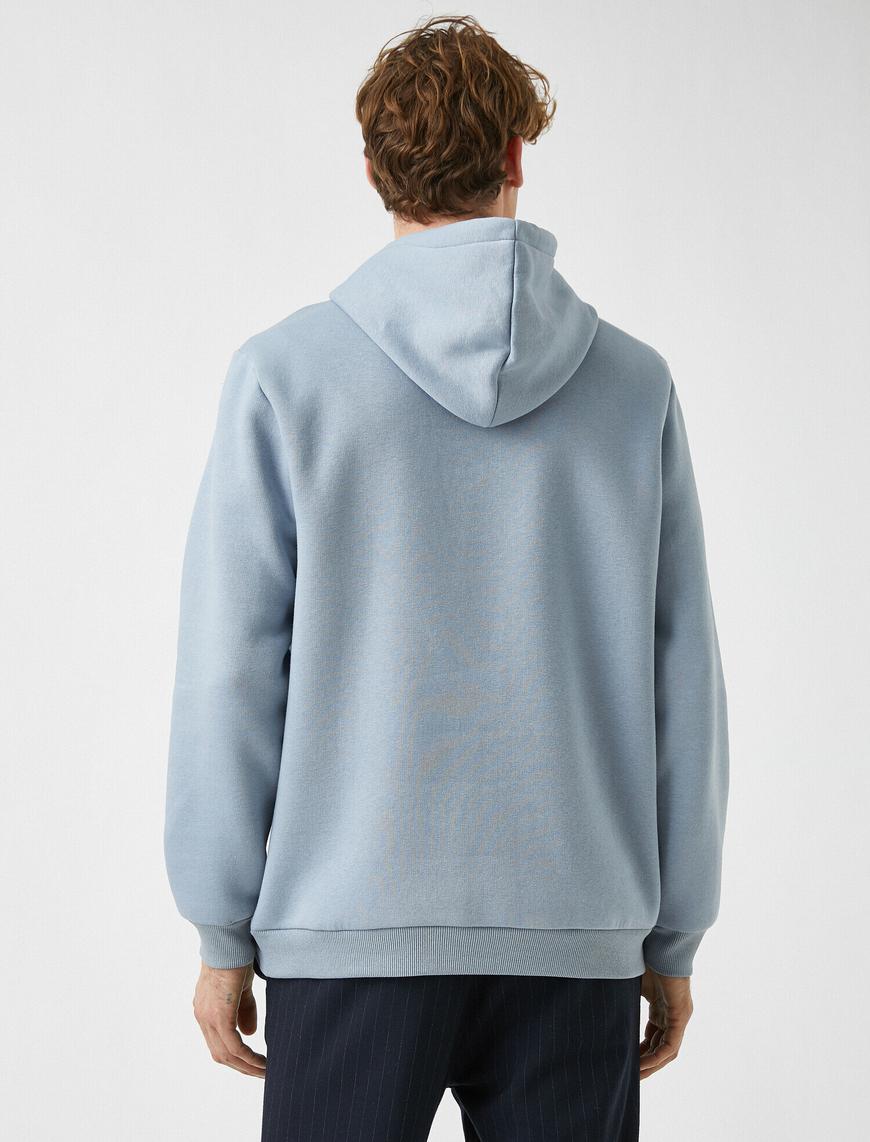   Havlu Kumaş İşlemeli Kapşonlu Sweatshirt