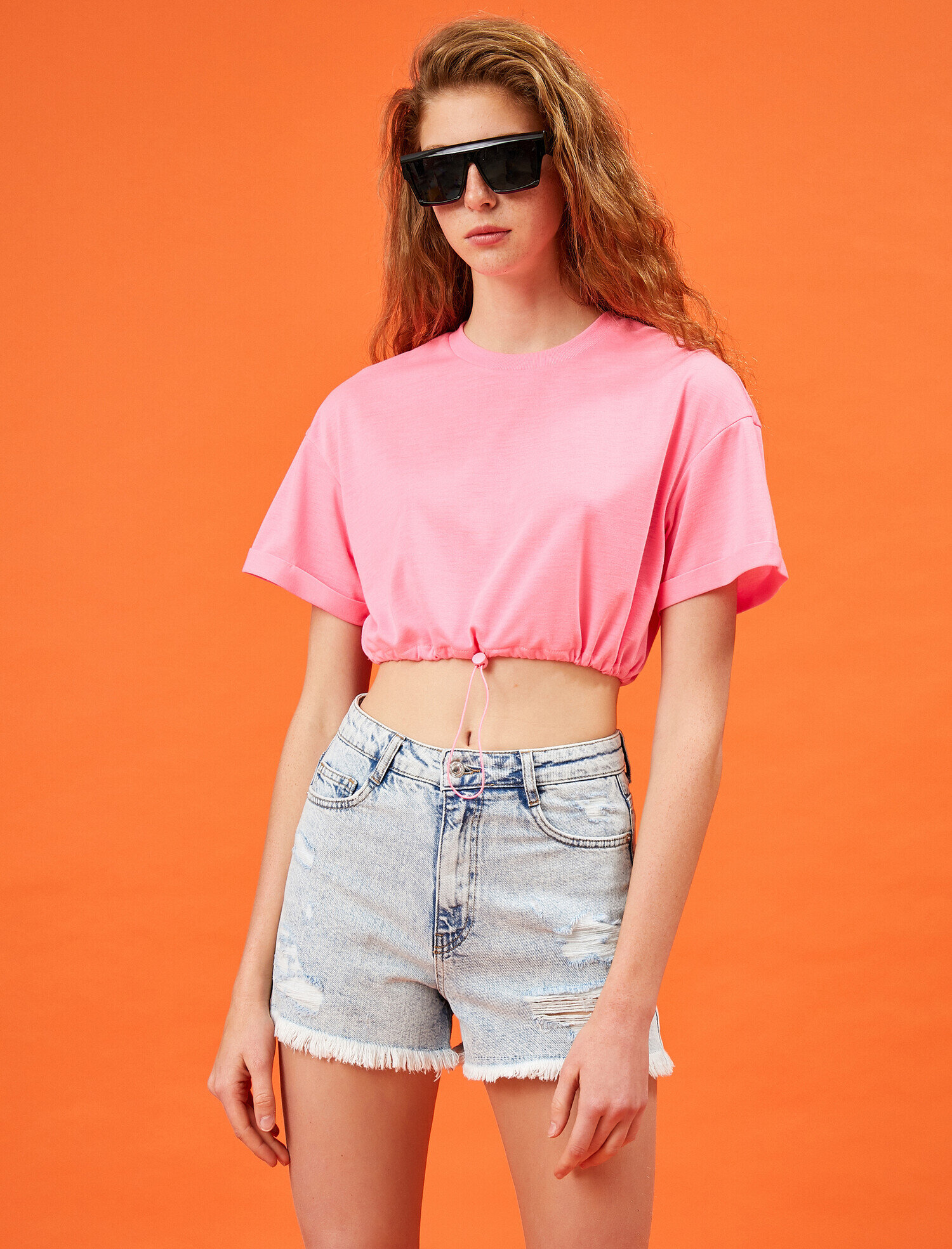   Baskılı Tişört Bisiklet Yaka Kısa Kollu Pamuklu