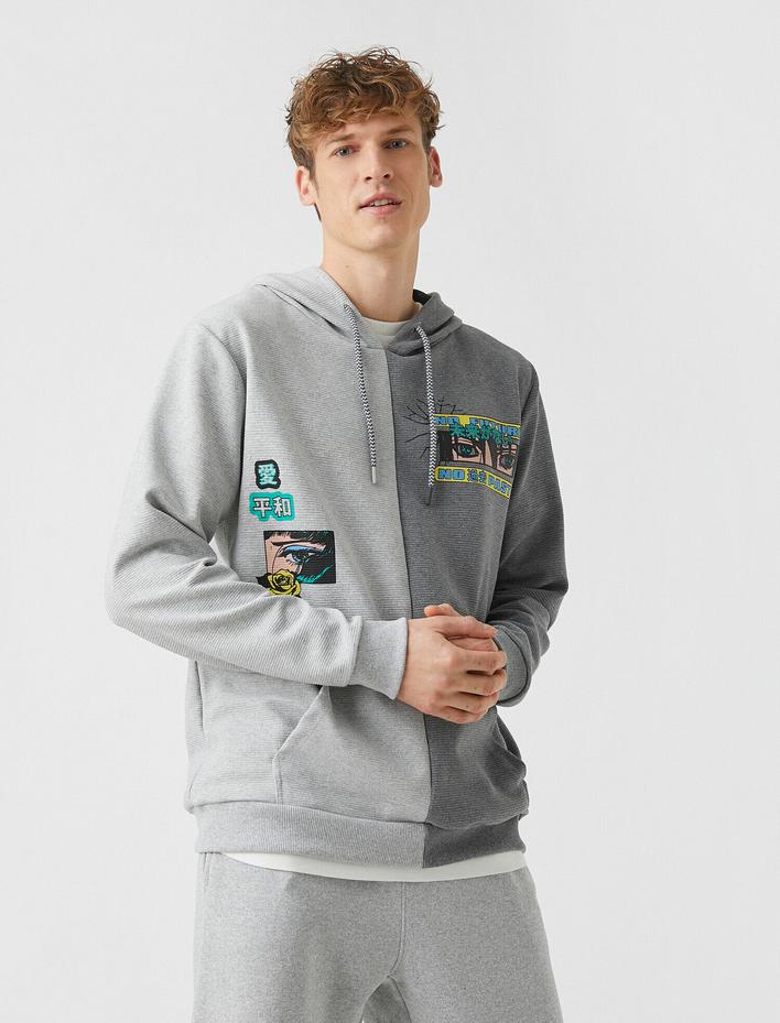  Anime Baskılı Kapüşonlu Sweatshirt