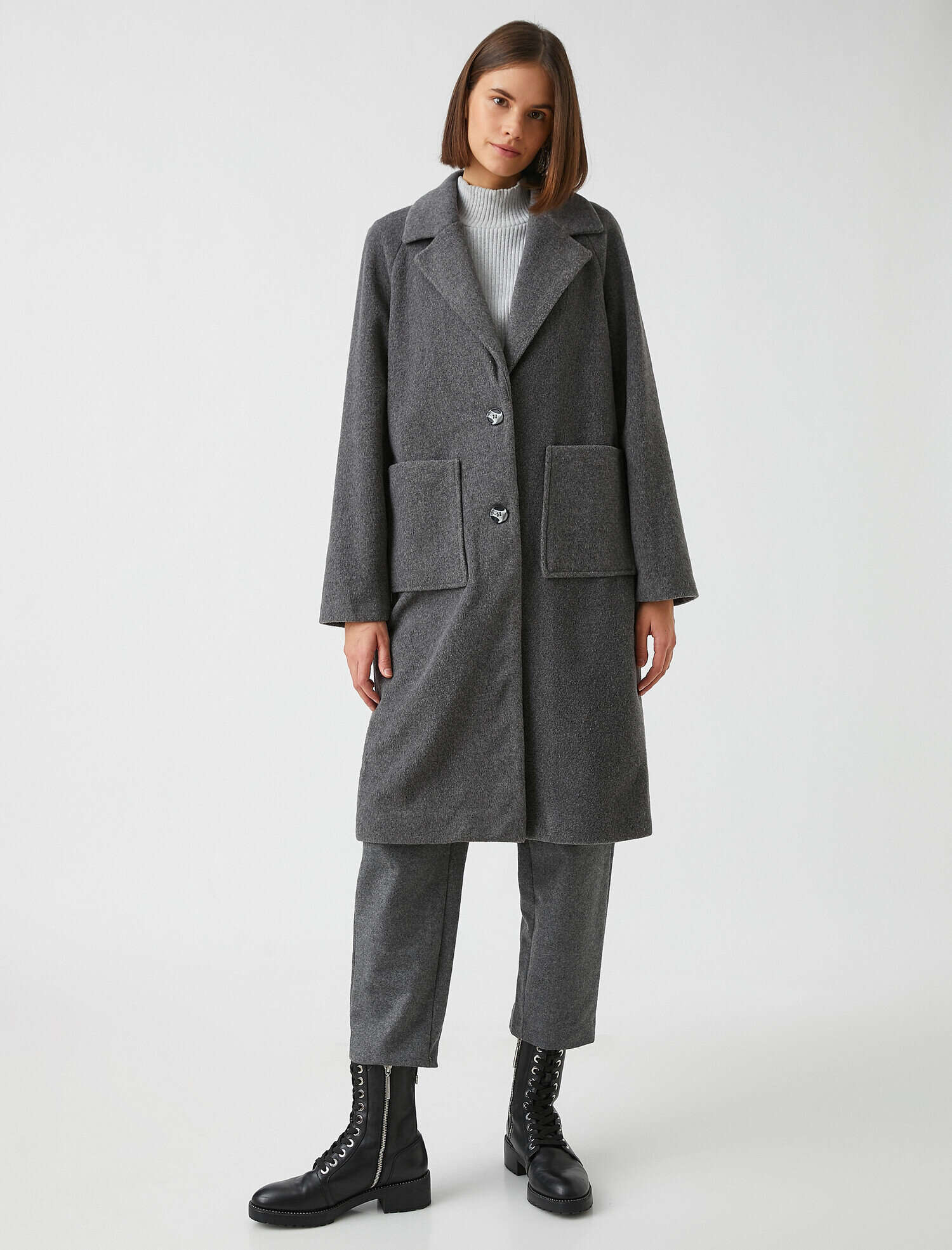   Katlı Yaka Uzun Kaban