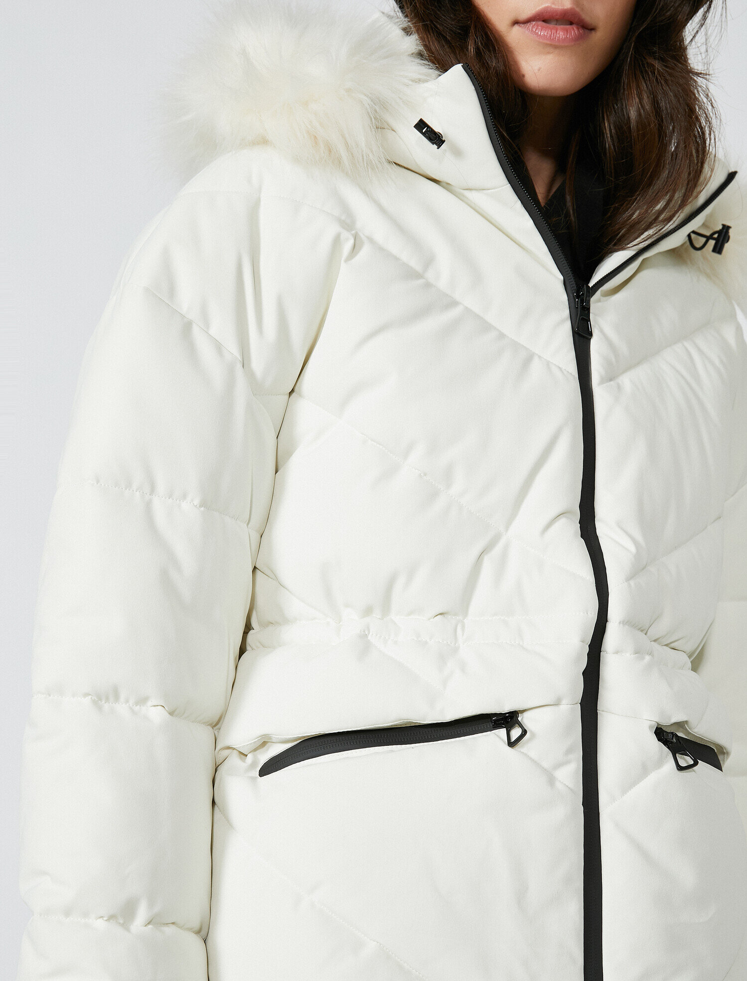   Fermuarlı Cepli Şişme Mont