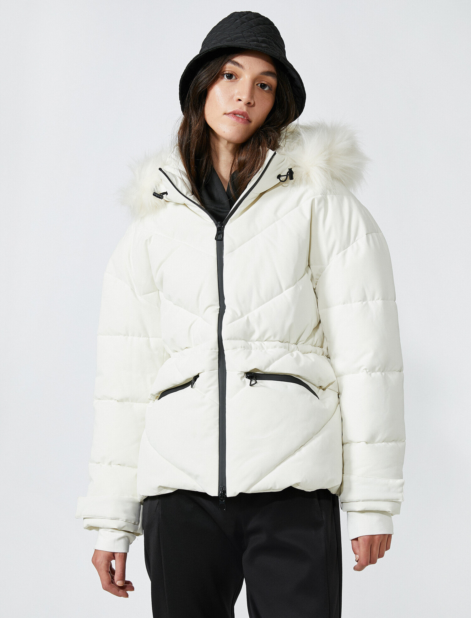   Fermuarlı Cepli Şişme Mont