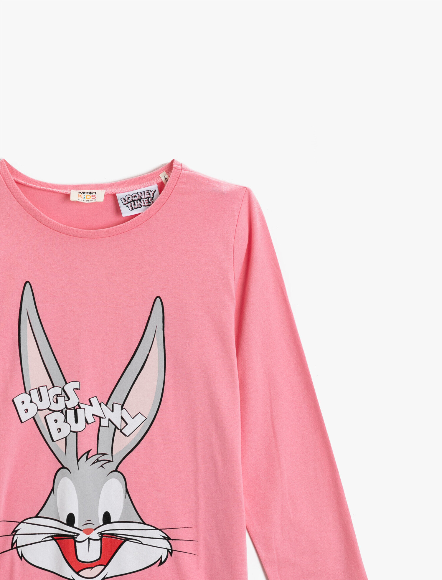  Kız Çocuk Bugs Bunny Lisanslı Baskılı Tişört Uzun Kollu Pamuklu