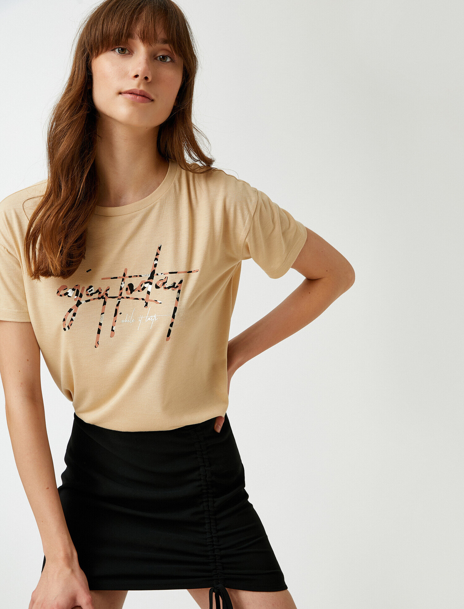   Baskılı Bisiklet Yaka Tişört