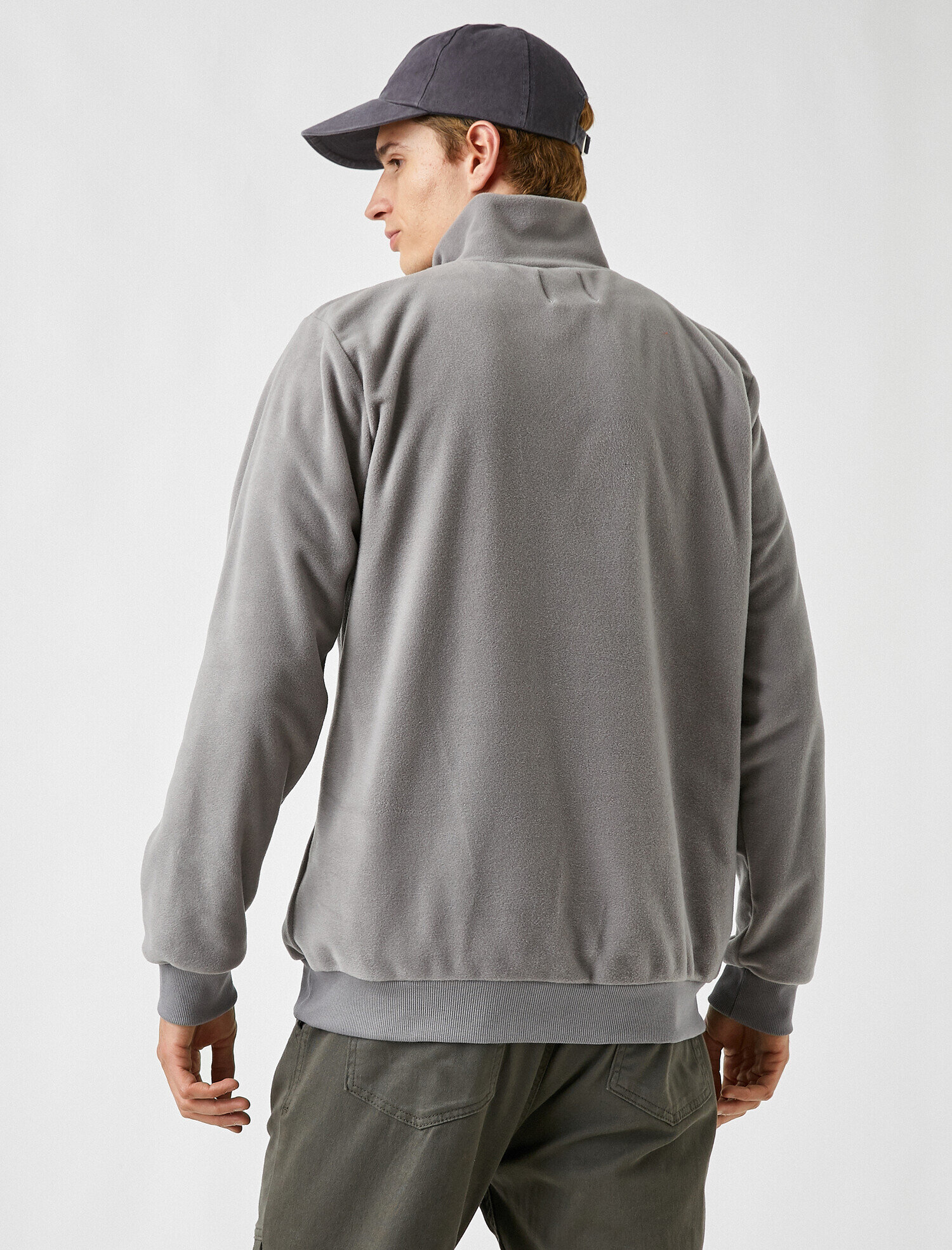 Buldog İşlemeli Yarım Fermuarlı Sweatshirt