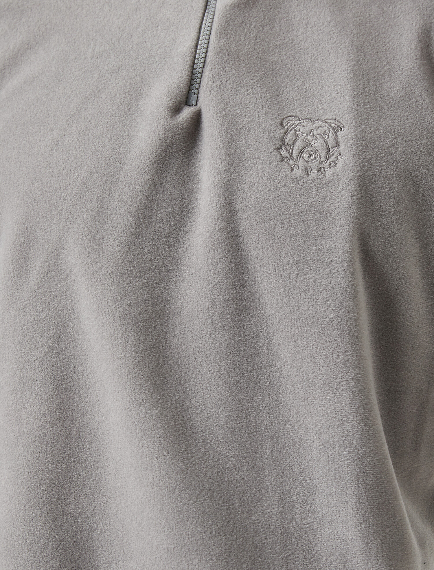 Buldog İşlemeli Yarım Fermuarlı Sweatshirt