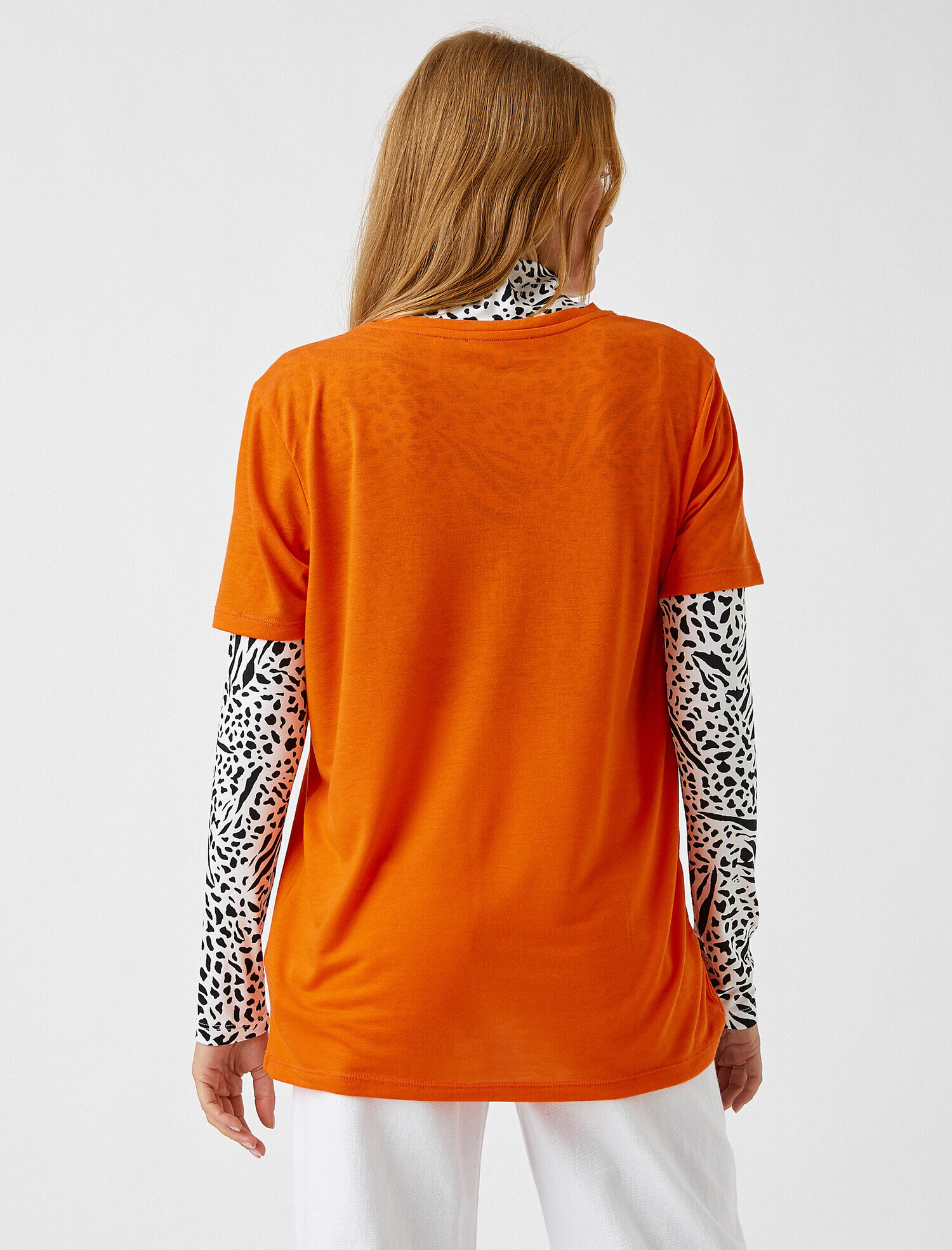   Bisiklet Yaka Kısa Kollu Baskılı Tişört