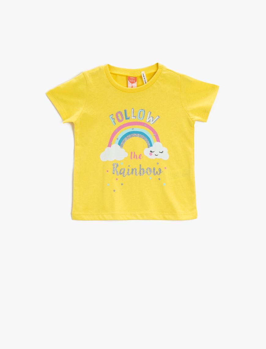  Kız Bebek Baskılı Tişört Pamuklu