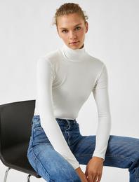 Uzun Kollu Tişört Yarım Balıkçı Yaka