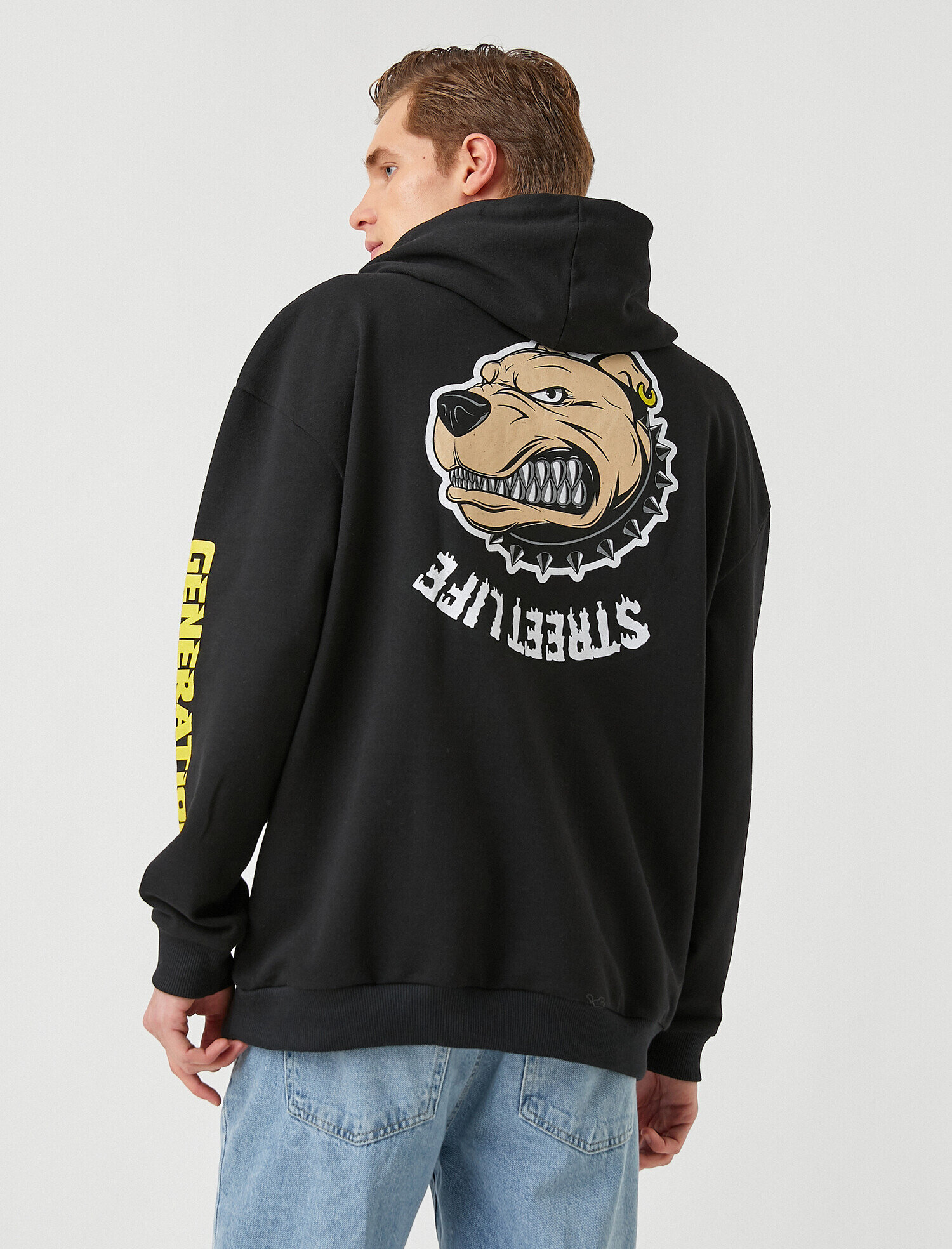   Pitbul Arka Baskılı Kapüşonlu Sweatshirt